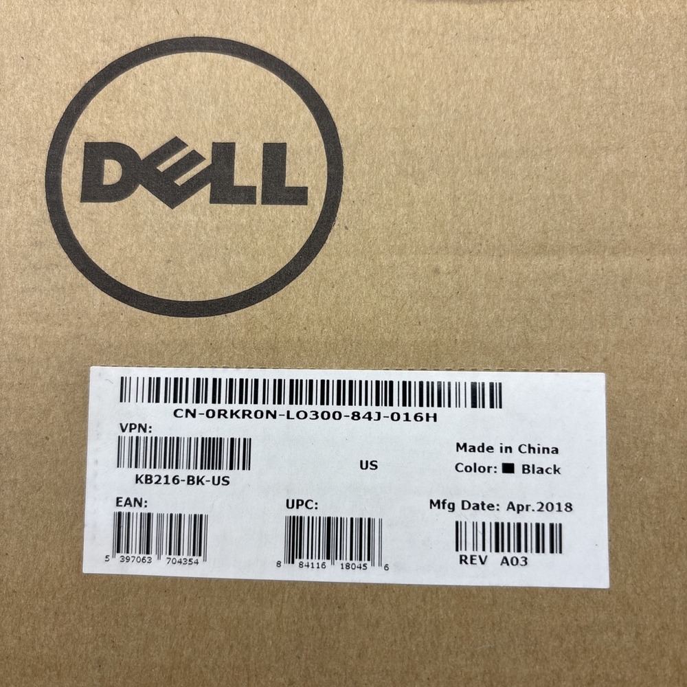 Dell Wired USB Black Keyboard KB216-BK-US New Sealed In‎ Open Box